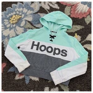Girl’s Justice Active HOOPS Studded Colorblock Cropped Hoodie Sweatshirt Size 10